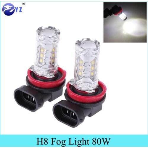 2 Pcs H8 fog light 80W Cree Chips LED Fog Lamp headlight Bulb Auto lights 12V 6000K xeno White car styling foglight