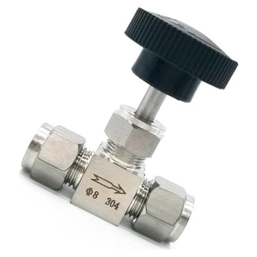 304 Stainless Steel 3mm 4mm 6mm 8mm 10mm 12mm 14mm 16mm Double Ferrule Tube Pipe Fitting High Pressure Shut Off Needle Valve