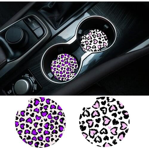 4pcs Car Coaster Cup Mat Mug Coaster dolomite Flower Stripe Leopard Print Cup Pad Cup Non-slip Coaster for Home Table Decoration