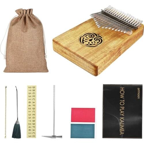 Ammoon Kalimba 17 keys Thumb Piano Solid Wood Finger Piano with Carry Bag Music Book Musical Scale Stickers Tuning Hammer