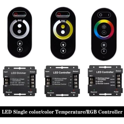 6-key LED Controller DC12-24V 18A 12A Wireless LED Dimmer for Single Color /Color Temperature/ RGB Light