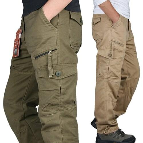 New 2020 Men Cargo Pants Multi Pockets Military Tactical Pants Men Outwear Streetwear Army Straight Slacks Casual Long Trousers