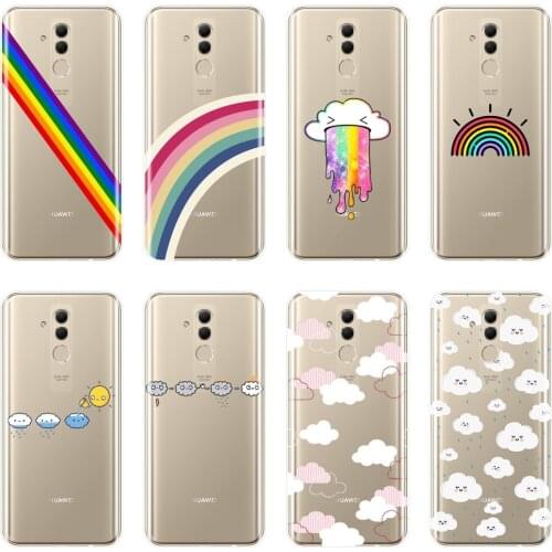 Funny Kawaii Cloud Rainbow Case For Huawei Mate 20 10 9 Pro Soft Silicone Back Cover For Huawei Mate 7 8 9 10 20 Lite Phone Case