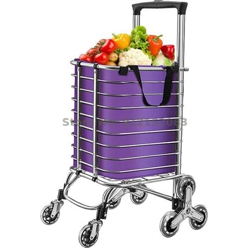Elderly Grocery Shopping Carts, Small Carts, Climbing Stairs, Dual-use Folding Lightweight Household Small Trailer Trolleys, Car