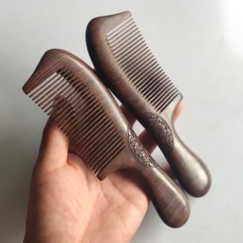 New Wooden Comb Natural Black Gold Sandalwood Narrow Tooth Wood Combs Anti-Static Beard Comb Hair Styling Massage Hair Care Tool