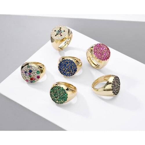 HECHENG,Colorful Crystal Bud Bague Rings For Women Gold Color ,Wholesale,Wedding Bands Elegant Jewelry