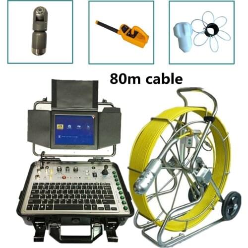 Sewer Drain Pipe Inspection Camera waterproof 80m cable 50mm Pan and Tilt Camera Head with 512H receiver 8 inch LCD HD DVR