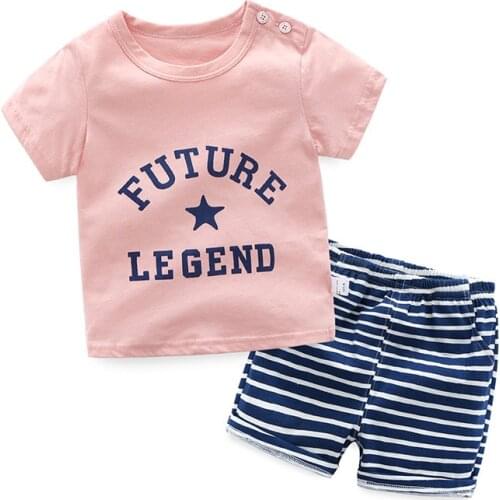 ZWY1150 Children Clothing Sets Summer Boys Sports Suit Letter T Shirt + Pants 2Pcs Kids Clothes Tracksuit For Boys 3-14Years
