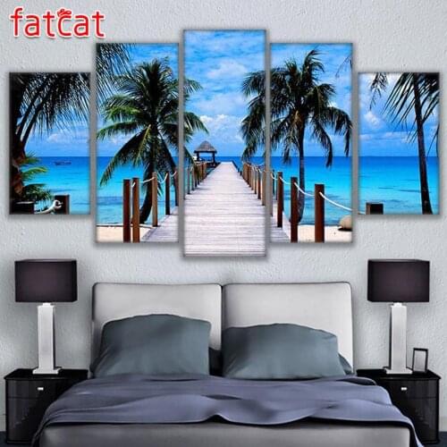 FATCAT 5 Pieces Bali Elephant Park Landscape Diy Diamond Painting Full Square Round Drill Diamond Embroidery Sale Decor AE973
