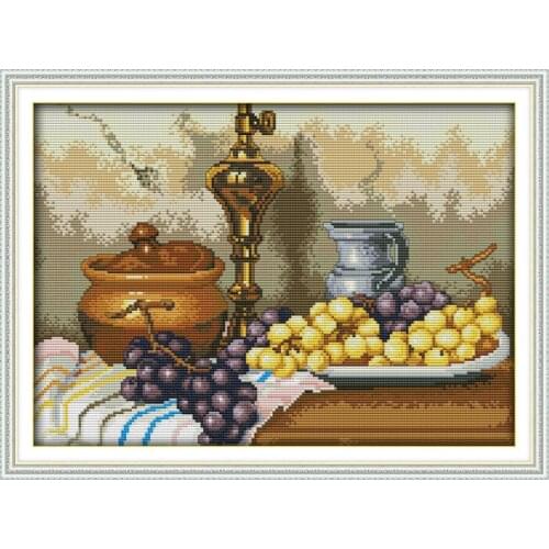 Everlasting Love Grapes And Clay Pots Chinese Cross Stitch Kits Ecological Cotton Fabric DIY Christmas Decorations For Home Gift