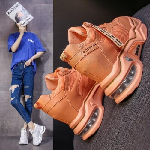2020 spring and autumn new fashion daddy shoes women thick bottom air cushion lace-up mesh shoes wild casual sports shoes X154