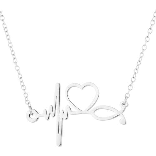 New Necklace Jewelry Stainless Steel Heartbeat Necklace Ladies Love Necklace Punk Choker Statement Necklace Women Wholesale