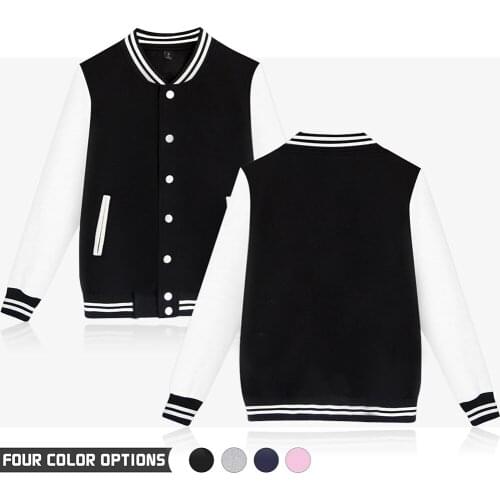 Solid color baseball uniform jacket European and American adult plus size trend Harajuku casual