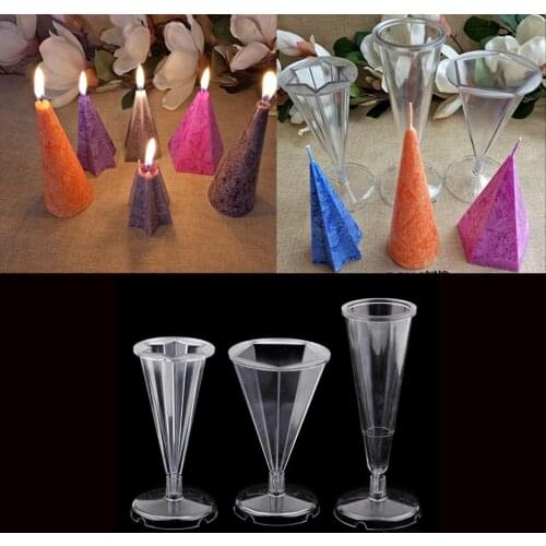 Plastic Cone/Pentagon/Hexagon Shape Candles Mold Mould with Base for Handmade DIY Wedding Party Christmas Candle Making