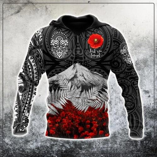 Premium Anzac Day Maori Tattoo 3D Full Printed Unisex Hoodie Men Sweatshirt Streetwear Zip Pullover Casual Jacket Tracksuit-660