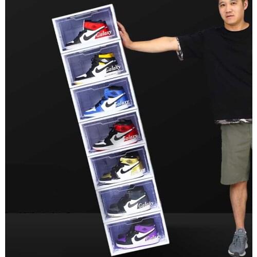 1Pcs Transparent Acrylic Shoe Box Dust-proof Thickened Clamshell Shoe Cabinet Stackable Storage Shelf For Home Living Room