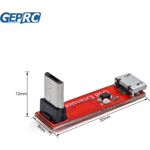 GEPRC Right Angle Micro 90 Degree L Type USB Transfer Extension Module Cable Female to Male for RC Drone Parts Accs