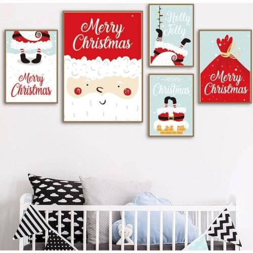 Merry Christmas Christmas Decoration Wall Painting Christmas Socks Canvas Printing Frameless Home Holiday Poster