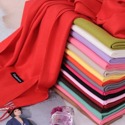 2020 Winter Solid Cashmere Scarf Black Red Soft Long Tassel Scarf For Women Shawls and Wraps Pashmina Warm Scarves Female Hijab