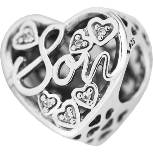 Mother & Son Bond Charm S925 Silver Beads for Jewelry Making Fit Pandora Bracelets Necklaces DIY 02551