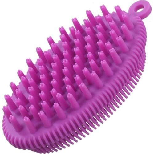 Silicone Hair Scalp Massager Shampoo Brush Double Sided Exfoliating Bath Body Scrubber Comb Washing Cleaning Scratcher Tool