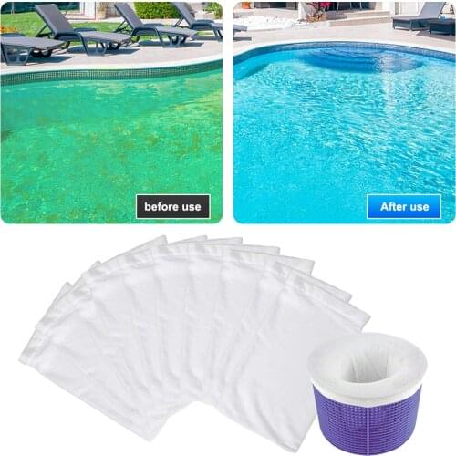 Skimmer Basket Filter 20 Pcs Removes Leaves Cleaning Tool Durable Pool Skimmer Socks Easy Install Protection Pump Nylon Elastic