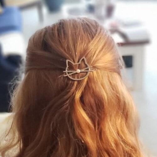 SMJEL Metal Hair Clips Barrettes Cute Cat Hairpins Holder Moon Triangle Circle Hair Pins for Girls Women Kids Accessories