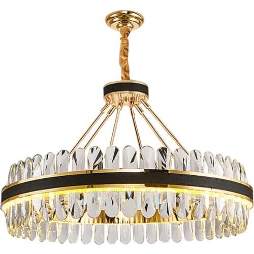 LED Postmodern Round Oval Crystal Chandelier Lighting Lustre Suspension Luminaire Lampen For Dinning Room