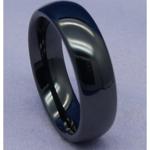 6mm width classic dome black hi-tech scratch proof ceramic ring 1pc