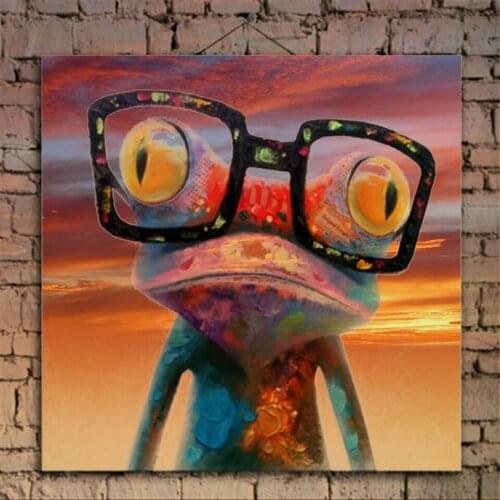 100% hand painted Cartoon Oil Painting on Canvas Abstract Animal Wall Art for Home Decoration Happy Frog pictures DM91801185