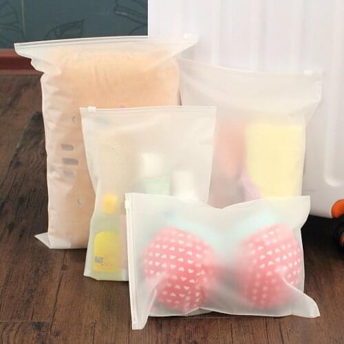 1pc Frosted Clear Plastic Package Cloth Zipper Lock Travel Storage Bag Waterproof Bag Self Seal Matte Portable Home Storage Bags