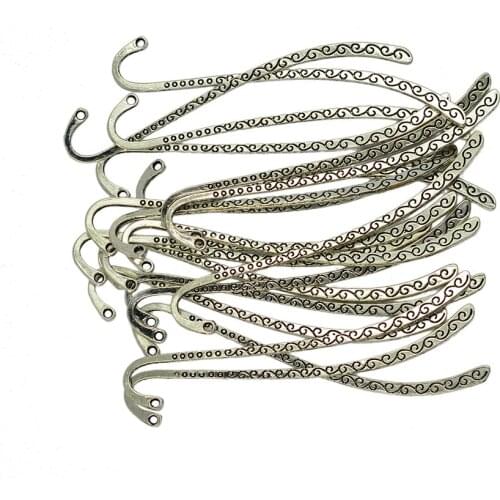 20Pcs Tibetan Silver Bookmark Classical Beading Line Pattern Bookmarks With Loop For Home Jewelry Making Accessories 2 Colors