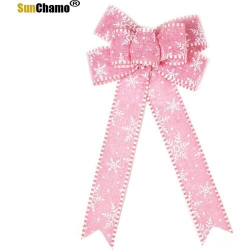 2021 Pink Bow Christmas Tree Accessories Pendant Christmas Drop Ornaments Big 7 Ears Home Decoration Festival Party Supplies