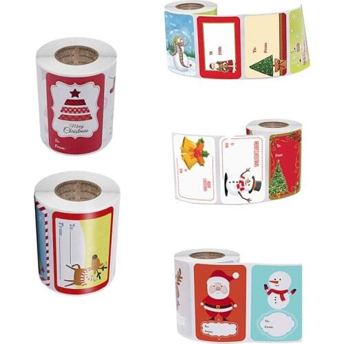 Kawaii 250pcs/roll Adhesive Christmas Gift Name Tags XMAS Stickers Present Seal Labels Christmas Decals Gift Package Decoration