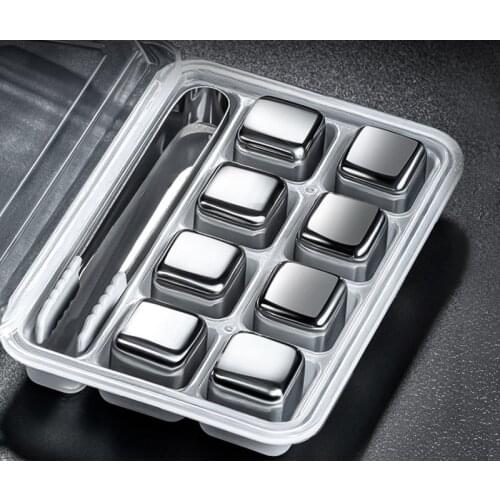 304 Stainless Steel Ice Cubes Reusable Chilling Stones WineCool Glacier Rock Neat Drink Freezer gel Wine Whiskey Stones