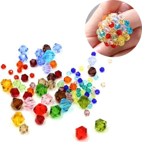 ZHUBI Mixed Colors Czech Seed Bicone Beads 190pcs 2mm AAA Crystal Bicone Glass Beads DIY For Crystals Jewelry Wedding Making