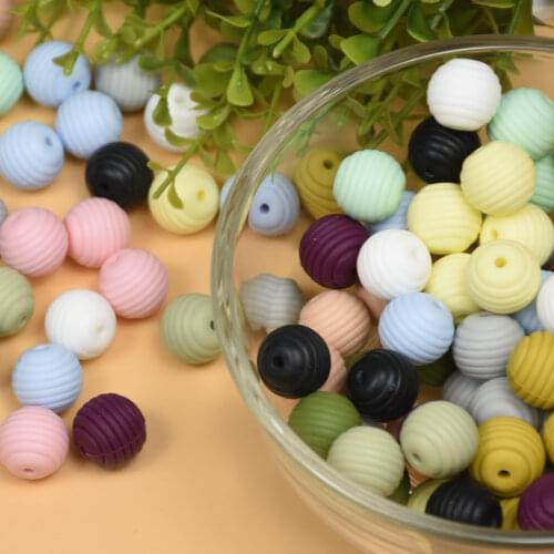 15 pcs Silicone Spiral Beads Baby Teething Round Beads Food Grade Beads 15mm DIY Threaded BPA Free Beads Baby Teethers