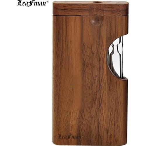 LEAFMAN Natural Wood Dugout Stash Case Box With Clear Glass One Hitter Pipe Bat Portable Wooden Tobacco Dugout Case Accessoires
