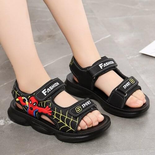 Disney childrens cartoon spiderman non-slip soft bottom boys and girls baby sandals beach shoes Children Shoes size26-37