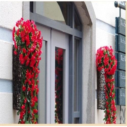 80cm Violet Orchid Ivy Artificial Flower Hanging Plant Silk Garland Vine for Wedding Centerpieces Decorations Bouquet Garland