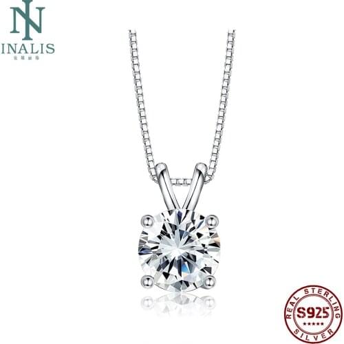INALIS Pendant Necklaces For Women 925 Sterling Silver 5A Clear Cubic Zircon Romantic Female Necklace Anniversary Fine Jewelry