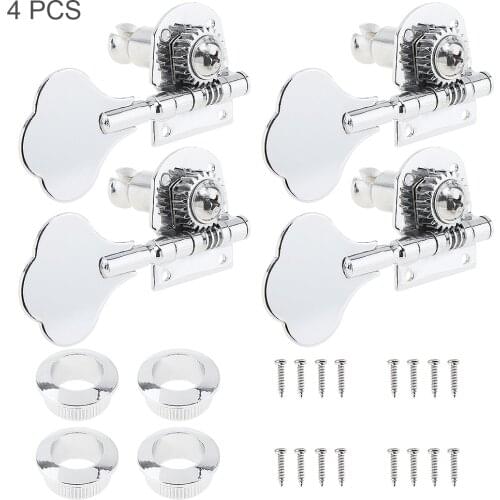 4pcs High Quality Durable Silver Bass Tuning Pegs Tuner 4R Open Type Machine Head Accessories for Electric Jazz Bass