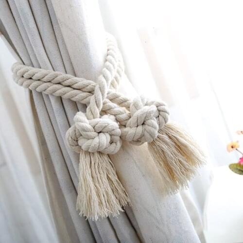 2Pcs Cotton Woven Knotted Curtain Tieback Rope Curtain Tied Strap Buckle Holder Drape Living Room Curtain Decorative Accessories