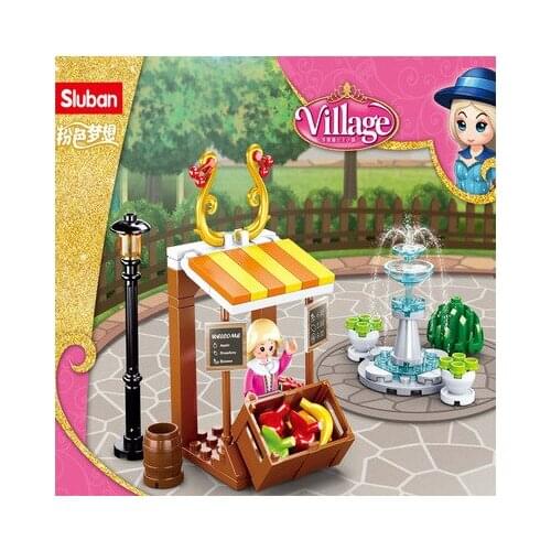 99pcs SLuban B0869 St. Via Princess Town Series Fresh Fruit Shop Childrens Assembled Building Block Toys for Girls Cute Gift