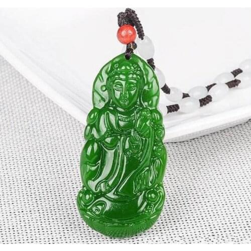 Natural Green Jade Guanyin Pendant Women Men Fashion Charms Jewellery Genuine Certified Jades Stone Guan Yin Amulet Gifts
