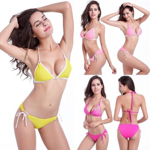 Europe Station Swimsuit 2021 Swimsuit New Sexy European and American Patchwork Color Ladies Swimsuit Bikini Sunblock Beach Wear