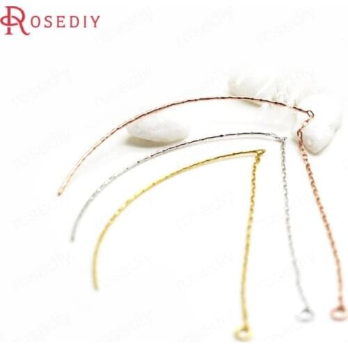 33994)4PCS 93MM 24K Gold Color Brass Tassel Chain Stud Earring Line Connect Chain High Quality Diy Jewelry Findings Accessories