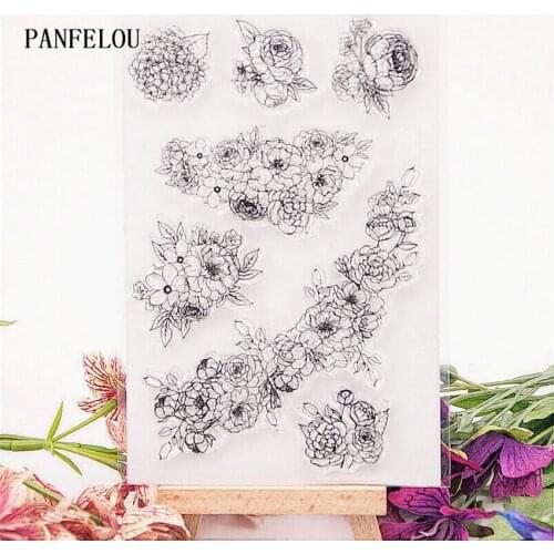 PANFELOU Flowers ribbons Transparent Silicone Rubber Clear Stamps cartoon for Scrapbooking/DIY Easter wedding album