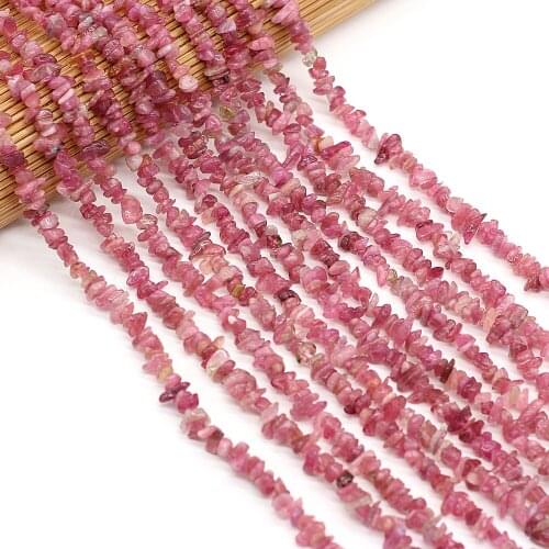 Hot Natural Rubellite Irregular Shape Freeform Chip Stone Beads For Jewelry Making DIY Bracelet Gift Size 3x5-4x6mm Length 40cm