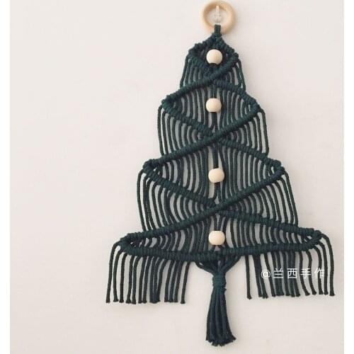 Macrame Handmade Cotton Wovening Christmas Tree Tapestry Nordic Wall Decoration Bedroom Tapestry Gift Mexican Home Decoration